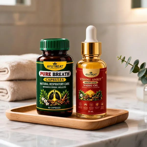 Ayutreat_Pure_Breath_Capsules_&_Vishnu_Amrit_Nabhi_Oil_Combo