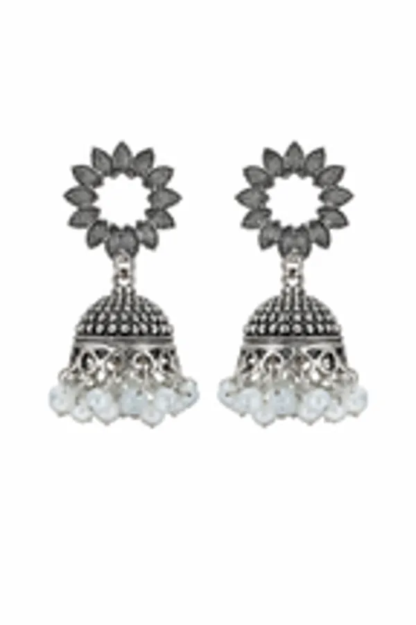 Floral_Bloom_Oxidised_Silver_Jhumkas_With_Pearl_Drops