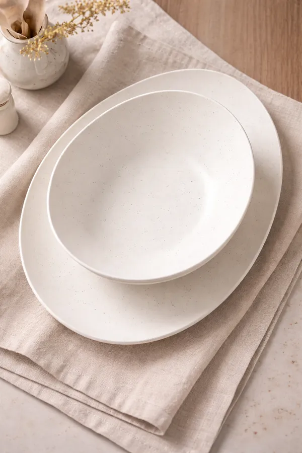 Speckled_Stone_Oval_Serving_Platter_And_Pasta_Bowl_Set