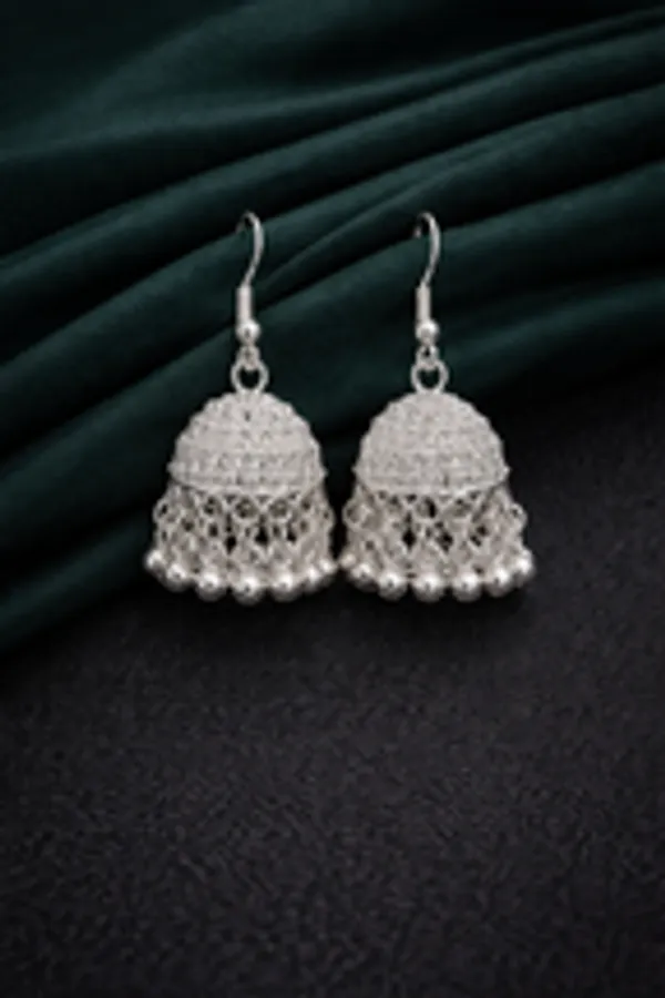 Contemporary_Mesh_Work_Oxidised_Silver_Jhumkas