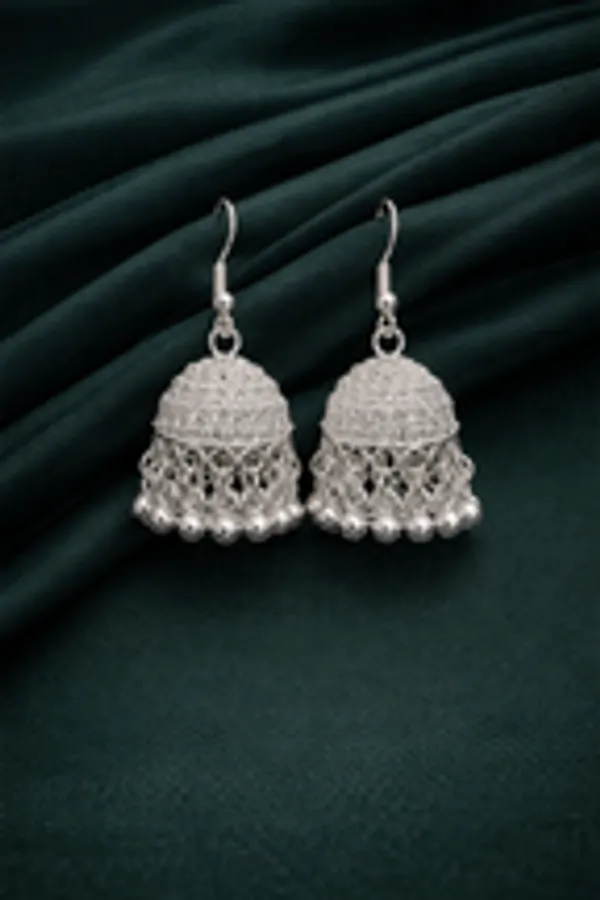 Contemporary_Mesh_Work_Oxidised_Silver_Jhumkas