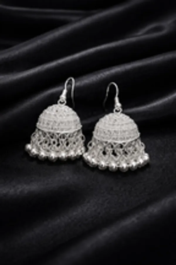Contemporary_Mesh_Work_Oxidised_Silver_Jhumkas