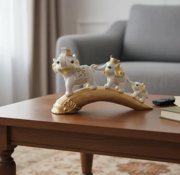 White_Gold_Elephant_Family_On_Bridge_Feng_Shui_Lucky_Home_Decor_Statue