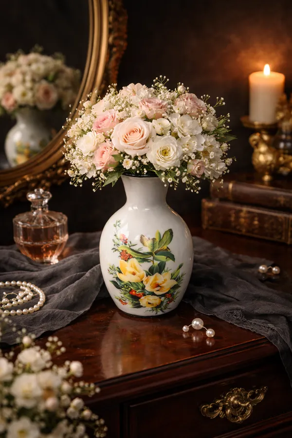Classic_White_Ceramic_Vase_With_Summer_Floral_Art