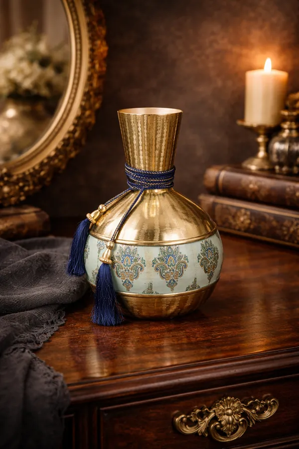 Ethnic_Brass_Vase_With_Blue_Rope_Print_Details