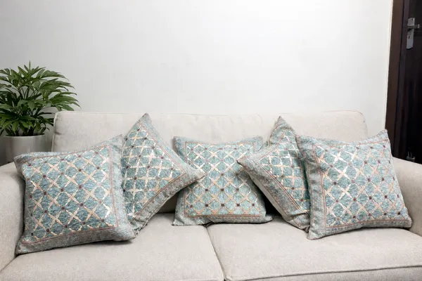 Teal_Blue_Geometric_Lattice_Jacquard_Cushion_Covers