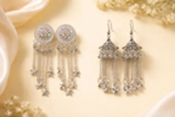 Celestial_Silver_Charm_Chain_Earring_Set_Set_Of_4