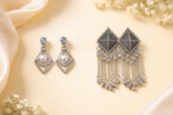 Celestial_Silver_Charm_Chain_Earring_Set_Set_Of_4