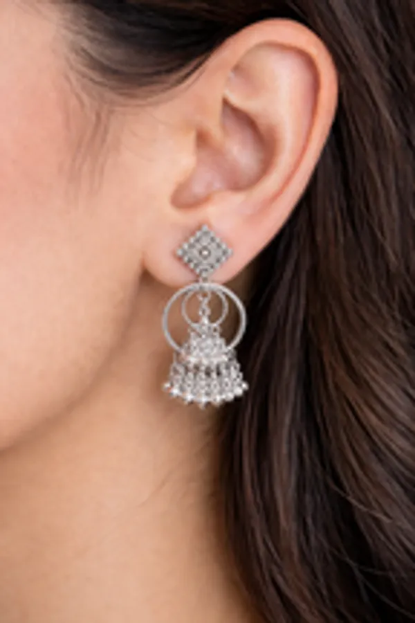 Geometric_Square_Hoop_Oxidised_Jhumkas