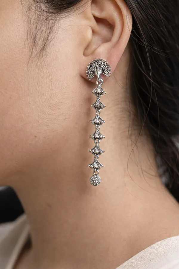 Long_Tiered_Peacock_Drop_Oxidised_Earrings