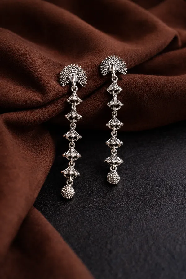 Long_Tiered_Peacock_Drop_Oxidised_Earrings