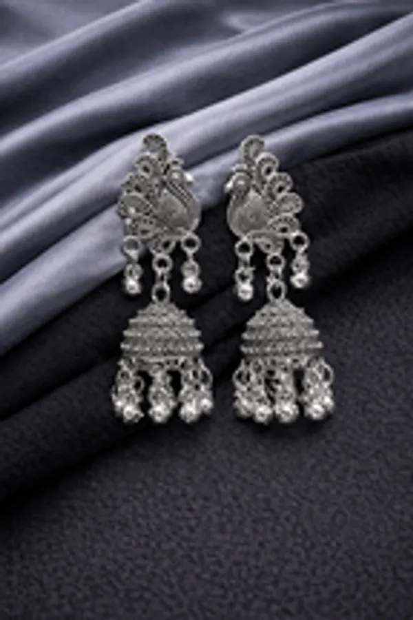 Royal_Peacock_Motif_Oxidised_Silver_Jhumkas