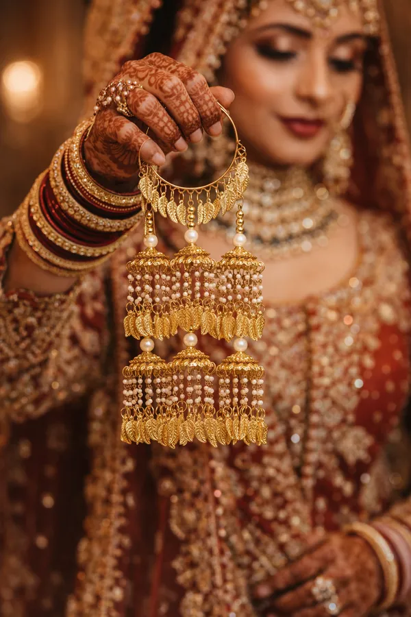 Golden_Hoop_Tiered_Bridal_Kaleere_With_Pearl_Leaf_Charms