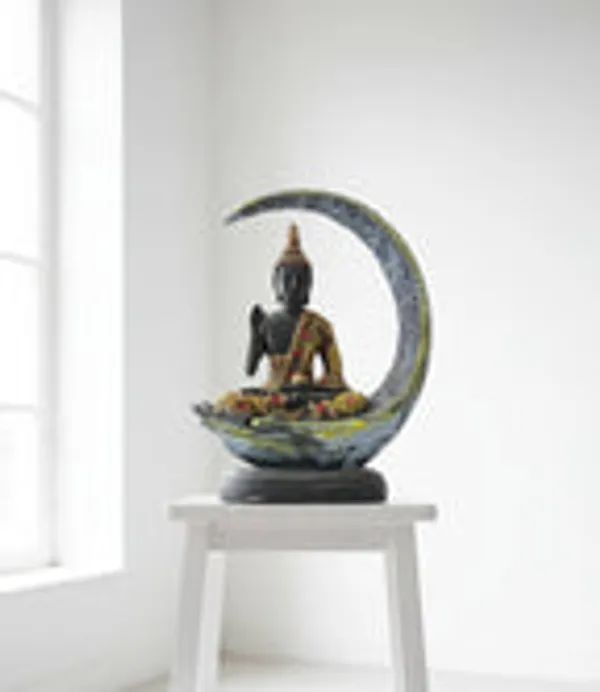 Meditating_Buddha_On_Crescent_Moon_Black_Gold_Spiritual_Home_Accent