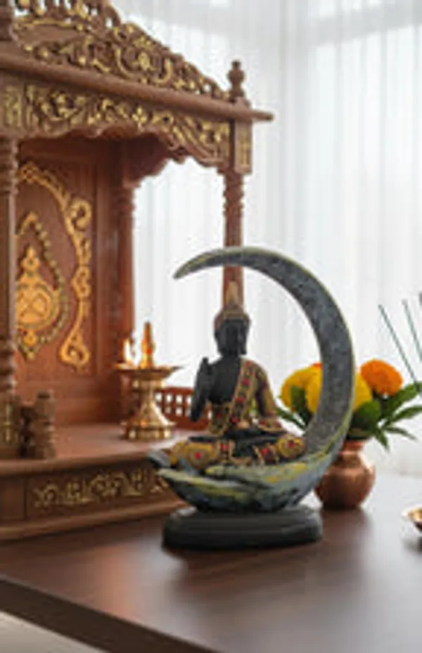 Meditating_Buddha_On_Crescent_Moon_Black_Gold_Spiritual_Home_Accent