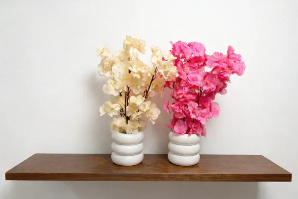 Duo_Set_Faux_Cherry_Blossoms_In_Modern_Bubble_Vases
