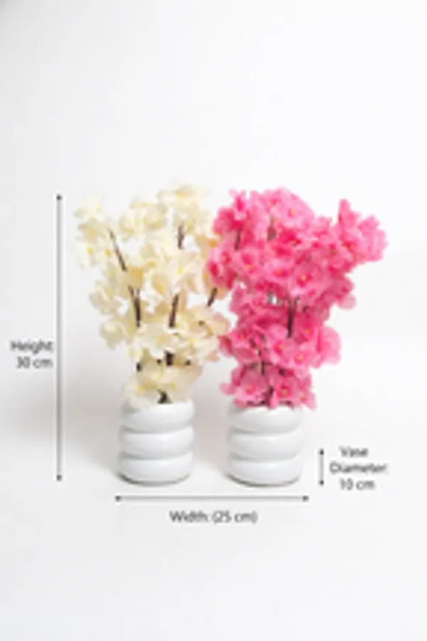 Duo_Set_Faux_Cherry_Blossoms_In_Modern_Bubble_Vases