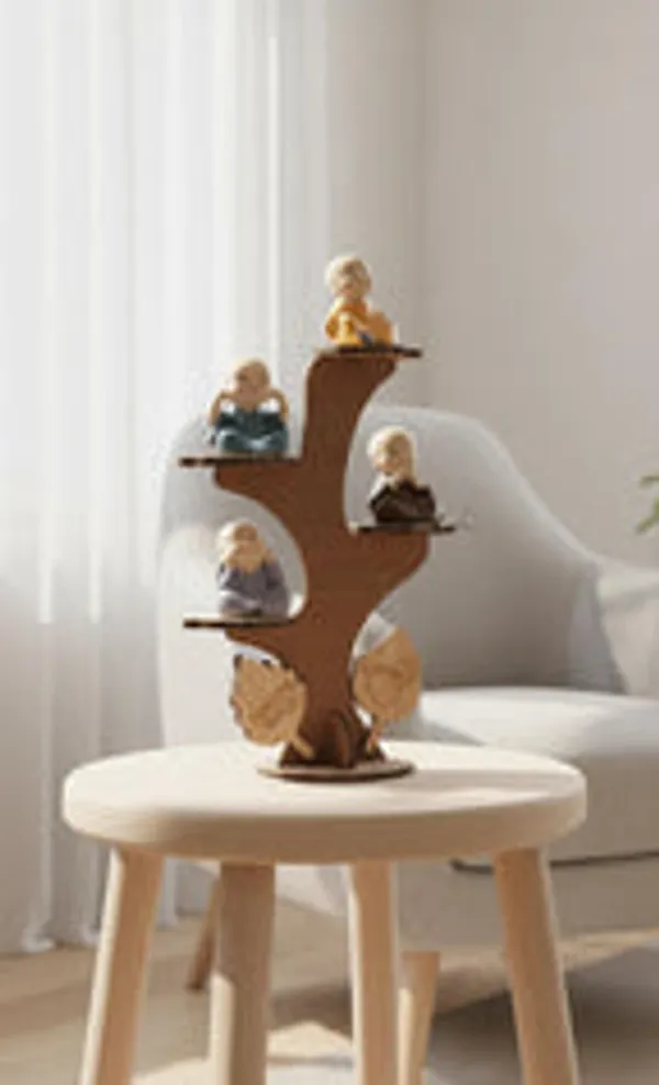 Set_Of_4_Baby_Monks_On_Peaceful_World_Tree_Stand_Wisdom_Serenity_Decor