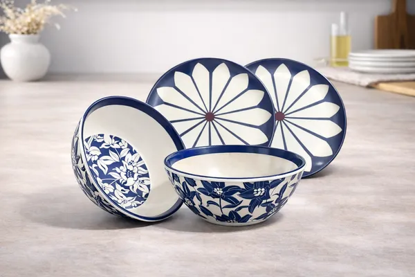 Indigo_Floral_Petal_4_Piece_Ceramic_Bowl_And_Plate_Set