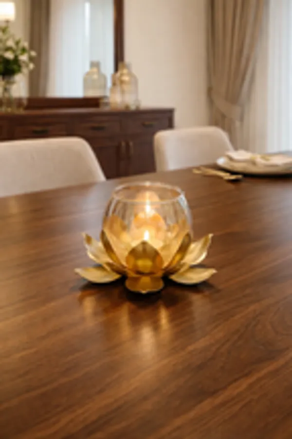 Gold_Lotus_Tea_Light_Candle_Holder_Lifestyle_Setting