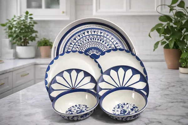 Midnight_Bloom_7_Piece_Melamine_Dinnerware_Serving_Tray_Set