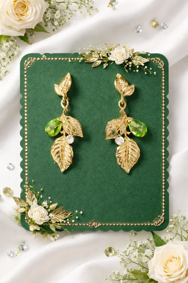 Verdant_Green_Teardrop_Gold_Leaf_Dangle_Earrings