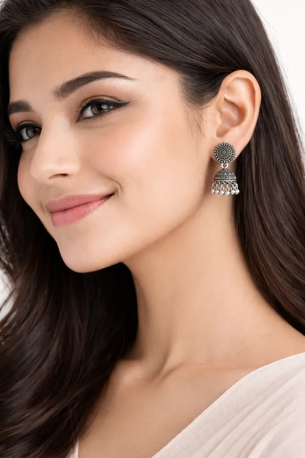 Classic_Round_Stud_Textured_Oxidised_Jhumkas