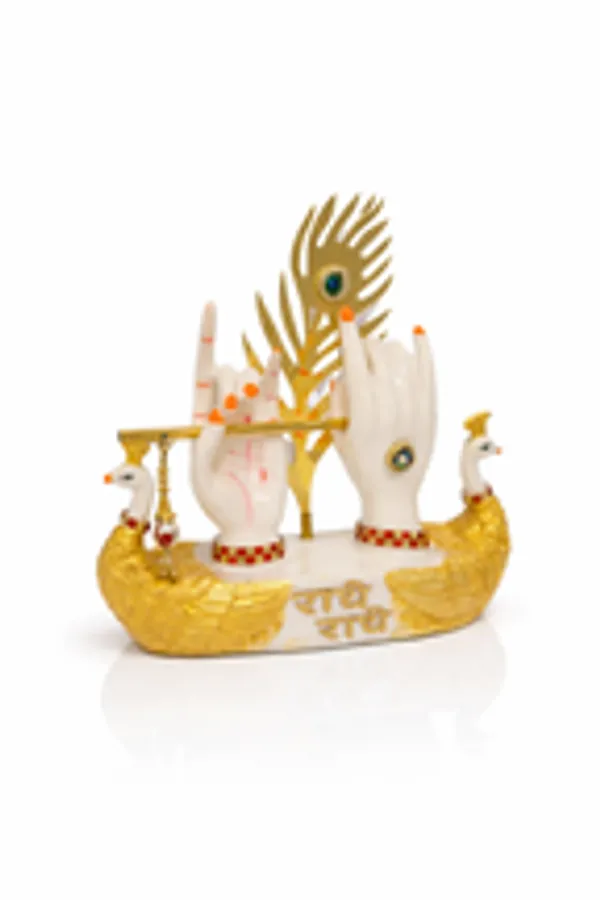 Divine_Krishna_Hands_With_Flute_Peacocks_Radhe_Radhe_Idol