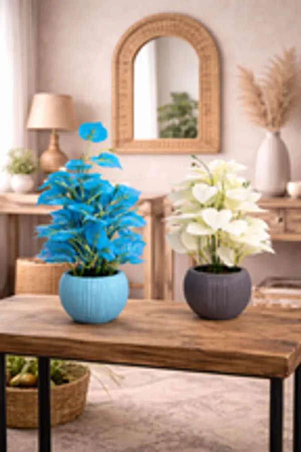 Modern_Pop_Decor_Blue_White_Faux_Potted_Plants