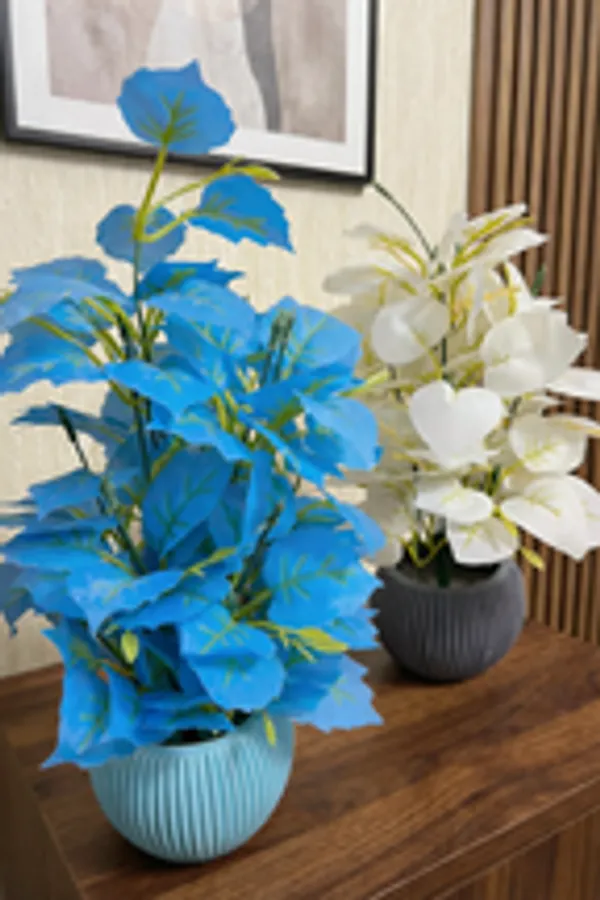 Modern_Pop_Decor_Blue_White_Faux_Potted_Plants
