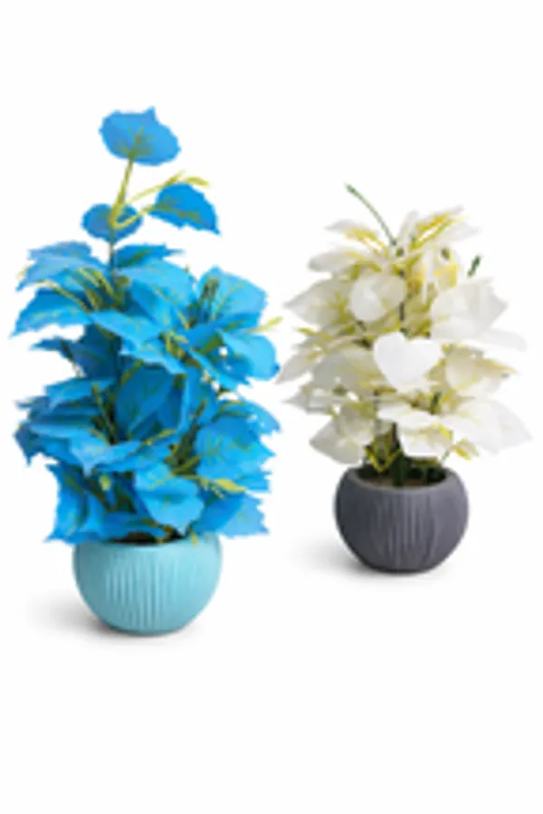 Modern_Pop_Decor_Blue_White_Faux_Potted_Plants