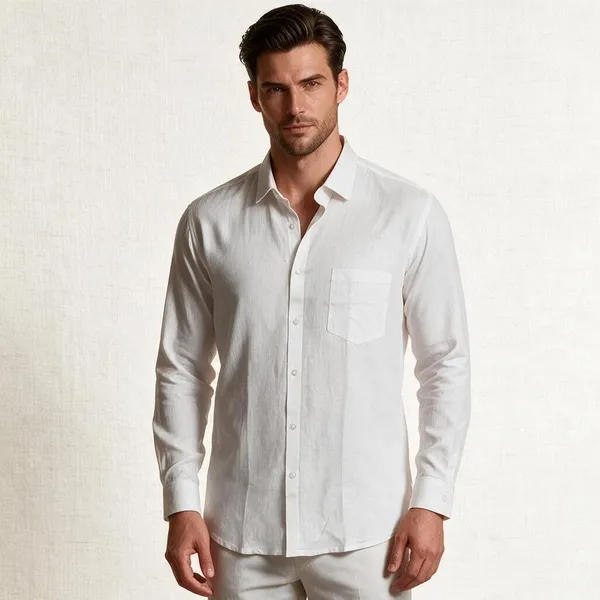 White_Linen_Feel_Regular_Fit_Shirt_For_Men