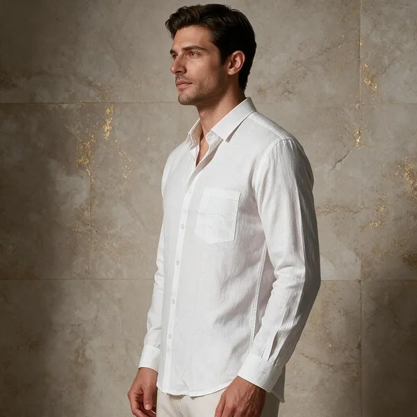 White_Linen_Feel_Regular_Fit_Shirt_For_Men