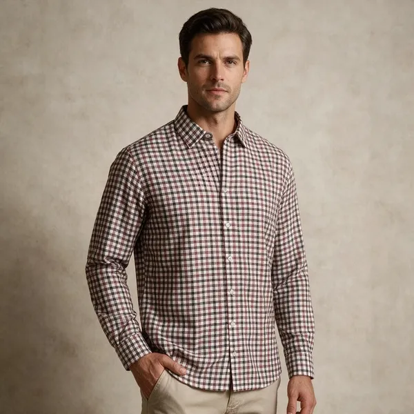Maroon_White_Cotton_Blend_Check_Shirt_For_Men