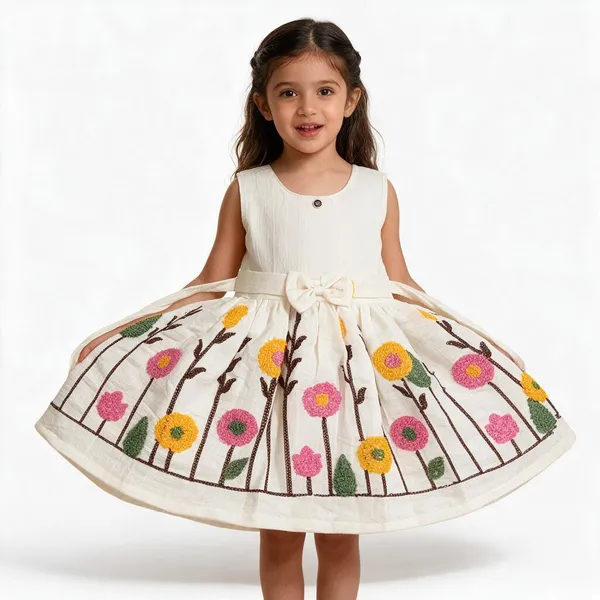 White_Cotton_Linen_Sleeveless_Embroidered_Frock_For_Girls
