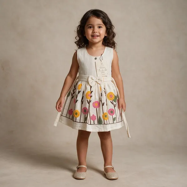 White_Cotton_Linen_Sleeveless_Embroidered_Frock_For_Girls