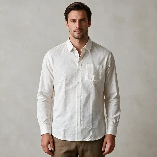 White_Paper_Cotton_Zari_Stripe_Shirt_For_Men