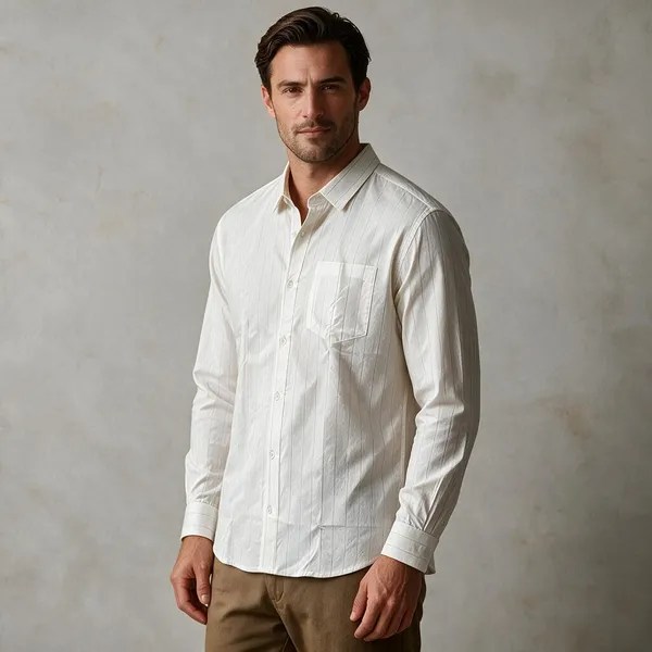 White_Paper_Cotton_Zari_Stripe_Shirt_For_Men
