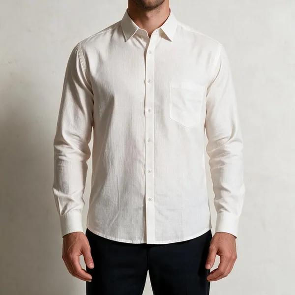 White_Linen_Cotton_Regular_Fit_Shirt_For_Men