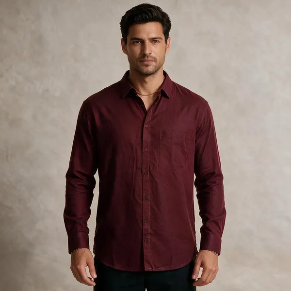 Maroon_Cotton_Textured_Full_Sleeve_Shirt_For_Men