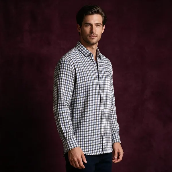 Blue_White_Cotton_Blend_Fine_Check_Shirt_For_Men