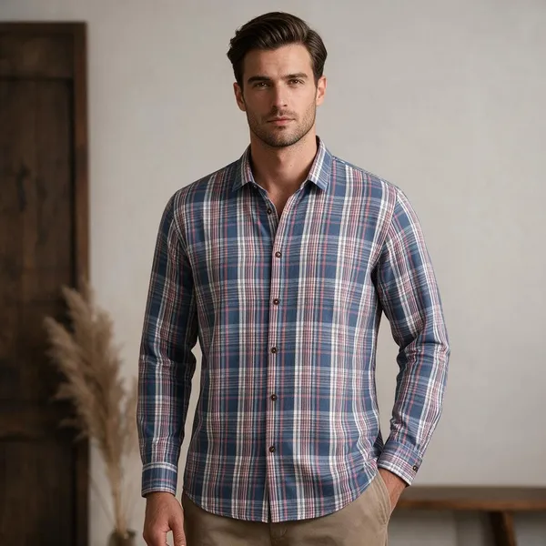 Blue_Pink_Cotton_Blend_Check_Shirt_For_Men