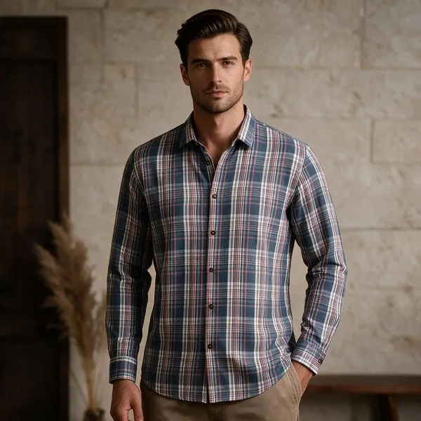 Blue_Pink_Cotton_Blend_Check_Shirt_For_Men