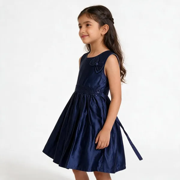 Blue_Satin_Fit_And_Flare_Frock_For_Girls