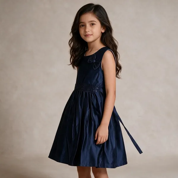 Blue_Satin_Fit_And_Flare_Frock_For_Girls