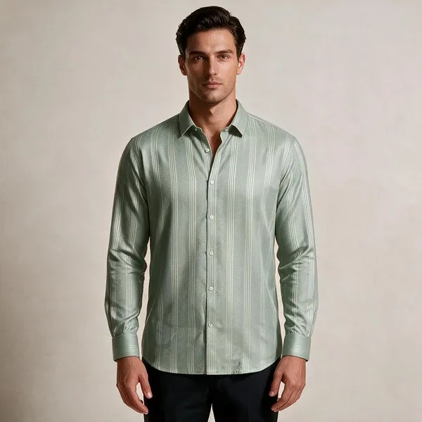 Sage_Green_Cotton_Vertical_Stripe_Shirt_For_Men