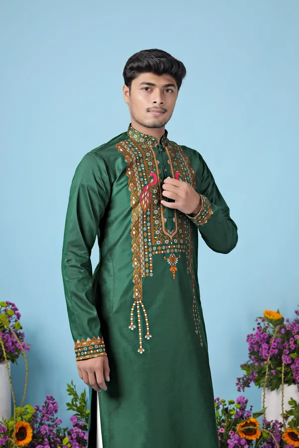 Verdant_Royale_Crest_Jacquard_Kurta_Green