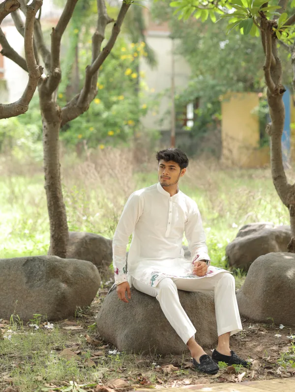 Ivory_Heirloom_Parade_Jacquard_Kurta_White