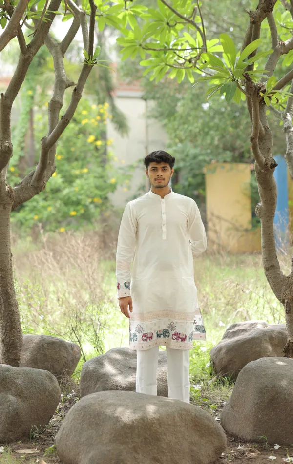 Ivory_Heirloom_Parade_Jacquard_Kurta_White