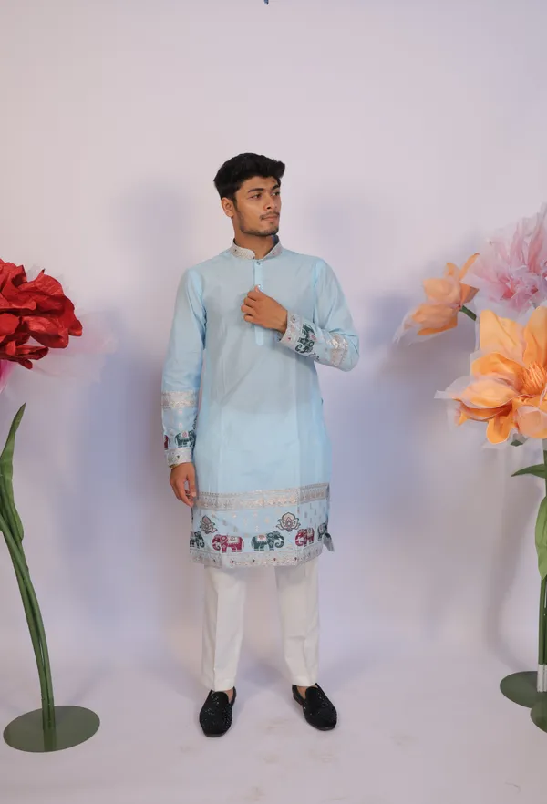Ivory_Heirloom_Parade_Jacquard_Kurta_Pink